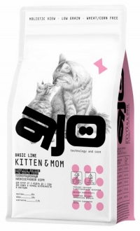 AJO Cat Kitten&Mom сухой корм для котят, беременных и кормящих кошек с индейкой 400г