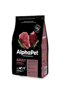 AlphaPet Superpremium сухой корм С говядиной и потрошками для взрослых собак средних пород 7кг
