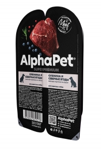 AlphaPet Superpremium Влажный полнорационный корм для собак оленина и северные ягоды мясные кусочки в соусе 100г