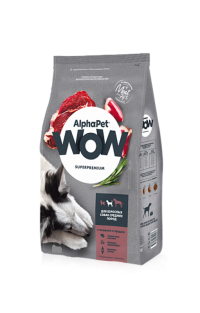 AlphaPet WOW сухой корм С говядиной и сердцем для взрослых собак средних пород 2кг