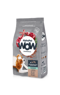 AlphaPet WOW сухой корм С ягненком и бурым рисом для взрослых собак мелких пород с чувствительным пищеварением 900г