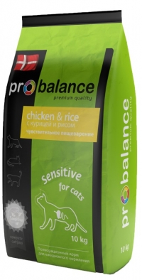 Pro Balance Sensitive для взрослых кошек с чувствительным  пищеварением с  курицей и рисом 10кг