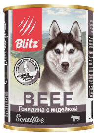 Blitz Sensitive Dog Beef & Turkey консервированный корм для собак всех пород и возрастов Говядина с индейкой паштет 400г
