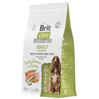 BRIT CARE Сухой корм для собак средних пород с лососем и индейкой Dog Adult M Healthy Skin&Shiny Coat, 1,5кг