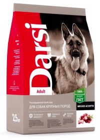 Дарси сухой корм для взрослых собак крупных пород, мясное ассорти 2,5кг