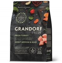 GRANDORF FRESH Сухой беззерновой корм с живыми пробиотиками для особо аллергичных собак средних и крупных пород с чувствительным пищеварением Свежее мясо индейки с бататом 10 кг