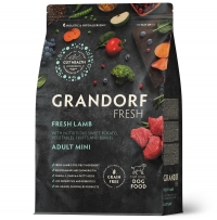 GRANDORF FRESH Сухой беззерновой корм с живыми пробиотиками для взрослых собак мелких пород с чувствительным пищеварением или склонных к аллергии Свежее мясо ягненка с бататом 1 кг