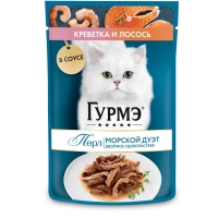 ГУРМЭ® Перл Влажный корм для кошек Морской Дуэт с креветкой и лососем в соусе 75 г