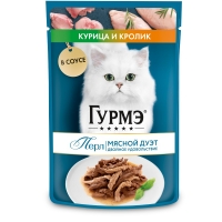 ГУРМЭ® Перл Влажный корм для кошек Мясной Дуэт с кроликом и курицей в соусе 75 г