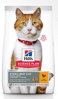Hill's Science Plan Sterilised сухой корм для молодых стерилизованных кошек и кастрированных котов , с курицей, 3кг
