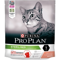 Pro Plan Сухой корм для стерилизованных кошек и кастрированных котов старше 1 года для поддержания органов чувств, с высоким содержанием лосося 400 г
