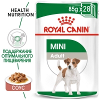 Royal Canin Mini Adult Корм консервированный для взрослых собак мелких размеров от 10 месяцев, кусочки в соусе, пауч 85г