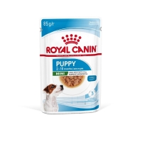 Royal Canin Mini Puppy Корм консервированный для щенков мелких пород в возрасте до 10 месяцев, кусочки в соусе, пауч 85г