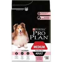 Pro Plan Сухой корм для взрослых собак средних пород с чувствительной кожей с комплексом OPTIDERMA с лососем и рисом, 3 кг