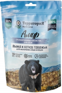 ТерриториЯ Амур Микс Вымя и Легкое говяжьи лакомство сублимированное для собак мелких пород и кошек 45г