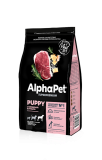 AlphaPet Superpremium сухой корм С говядиной и рубцом для щенков до 6 месяцев, беременных и кормящих собак крупных пород 1,5кг