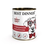 Best Dinner Меню №3 Влажный консервированный корм для собак и щенков С Говядиной и кроликом 340г