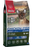 Blitz Holistic Chicken & Fish Cat All Breeds сухой низкозерновой корм для кошек с курицей и рыбой 1.5кг