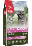 Blitz Holistic Chicken & Lamb Cat All Breeds сухой низкозерновой корм для кошек с курицей и ягненком 1.5кг