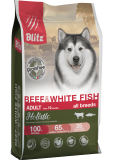 Blitz Holistic Grain Free Beef & White Fish Adult Dog All Breeds беззерновой сухой корм для взрослых собак всех пород Говядина и Белая рыба 500г