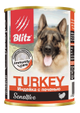 Blitz Sensitive Dog Turkey & Liver консервированный корм для собак всех пород и возрастов Индейка с печенью 400г
