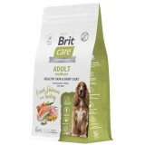 BRIT CARE Сухой корм для собак средних пород с лососем и индейкой Dog Adult M Healthy Skin&Shiny Coat, 1,5кг