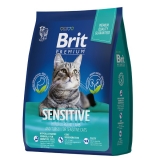 Brit Premium Cat Sensitive сухой корм с индейкой и ягненком для взрослых кошек с чувствительным пищеварением 2кг
