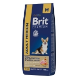 Brit Premium Dog Adult Medium сухой корм с курицей для взрослых собак средних пород 15 кг