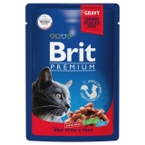 Brit Premium Пауч для взрослых кошек говядина и горошек 85 г