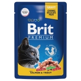 Brit Premium Пауч для взрослых кошек лосось и форель 85 г
