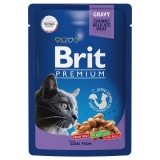 Brit Premium Пауч для взрослых кошек треска в соусе 85 г