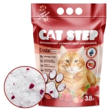 CAT STEP Crystal Strawberry Наполнитель впитывающий силикагелевый, 3,8 л