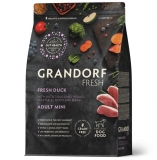 GRANDORF FRESH Сухой беззерновой корм с живыми пробиотиками для особо аллергичных собак мелких пород с чувствительным пищеварением Свежее мясо утки с бататом 3 кг