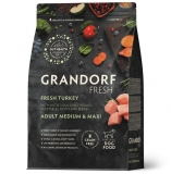 GRANDORF FRESH Сухой беззерновой корм с живыми пробиотиками для особо аллергичных собак средних и крупных пород с чувствительным пищеварением Свежее мясо индейки с бататом 10 кг