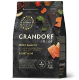 GRANDORF FRESH Сухой беззерновой корм с живыми пробиотиками для взрослых собак мелких пород, для здоровья кожи и шерсти или склонных к аллергии Свежее филе лосося с бататом 3 кг