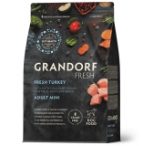 GRANDORF FRESH Сухой беззерновой корм с живыми пробиотиками для взрослых собак мелких пород с чувствительным пищеварением или склонных к аллергии Свежее мясо индейки с бататом 3 кг
