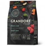 GRANDORF FRESH Сухой беззерновой корм с живыми пробиотиками для взрослых собак мелких пород с чувствительным пищеварением или склонных к аллергии Свежее мясо ягненка с бататом 3 кг