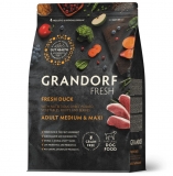 GRANDORF FRESH Сухой беззерновой корм с живыми пробиотиками для взрослых собак средних и крупных пород, для особо аллергичных собак средних и крупных пород с чувствительным пищеварением Свежее мясо утки с бататом 10 кг