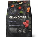 GRANDORF FRESH Сухой беззерновой корм с живыми пробиотиками для взрослых собак средних и крупных пород с чувствительным пищеварением или склонных к аллергии Свежее мясо ягненка с бататом 10 кг