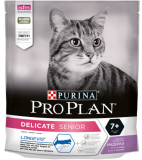 Pro Plan Delicate Senior сухой корм для взрослых кошек старше 7 лет с чувствительным пищеварением, с индейкой,400 г