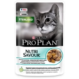 Pro Plan Nutri Savour Влажный корм для стерилизованных кошек и кастрированных котов, кусочки с океанической рыбой, в желе 85 г