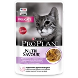 Pro Plan Nutri Savour Влажный корм для взрослых кошек с чувствительным пищеварением или особыми предпочтениями в еде, с индейкой в соусе 85 г