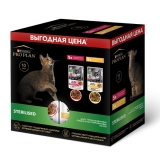 Pro Plan Nutri Savour Влажный корм для взрослых стерилизованных кошек и кастрированных котов, набор с уткой в соусе х5, с курицей в соусе х5