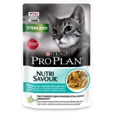Pro Plan Nutri Savour Влажный корм  для взрослых стерилизованных кошек и кастрированных котов, с океанической рыбой в соусе 85 г