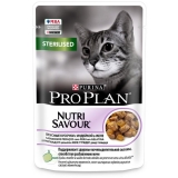 Pro Plan Nutri Savour Влажный корм для взрослых стерилизованных кошек и кастрированных котов, вкусные кусочки с индейкой, в желе 85 г