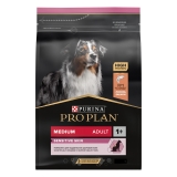 Pro Plan Сухой корм для взрослых собак средних пород с чувствительной кожей с комплексом OPTIDERMA с лососем и рисом, 14 кг