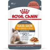 Royal Canin Hair&Skin Care Корм консервированный полнорационный для взрослых кошек для поддержания здоровья кожи и красоты шерсти, тонкие ломтики в соусе, 85г