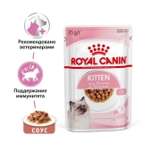 Royal Canin Kitten Gravy Корм консервированный полнорационный для кошек - Специально для котят в период второй фазы роста в возрасте до 12 месяцев, кусочки в соусе, пауч 85г