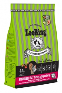 ZooRing Sterilized Cat Turkey&Lingonberry сухой корм для стерилизованных кошек и кастрированных котов Индейка с брусникой 10кг